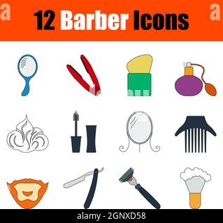 Barber Icon Set Stock Vektor
