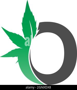 Buchstabe O-Logo-Symbol mit Cannabisblatt-Design-Vektor Stock Vektor