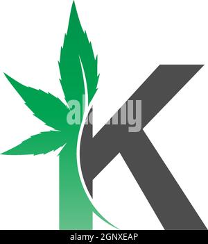 Buchstabe K-Logo-Symbol mit Cannabisblatt-Design-Vektor Stock Vektor