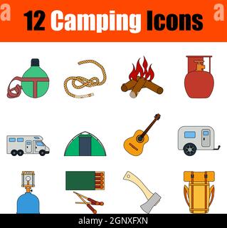 Camping-Icon-Set Stock Vektor