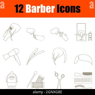 Barber Icon Set Stock Vektor