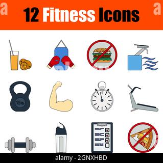 Fitness-Icon-Set Stock Vektor
