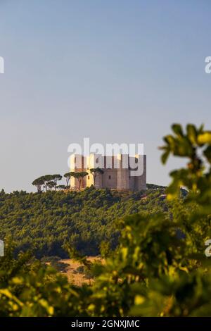 Castel del Monte, ein achteckiges Schloss, das vom Kaiser Friedrich II. Im 13. Jahrhundert in Apulien, Italien, erbaut wurde Stockfoto