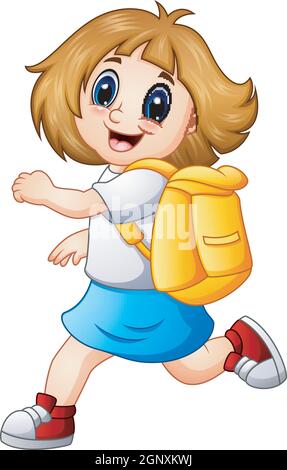 Happy girl Cartoon mit Rucksack Stock Vektor