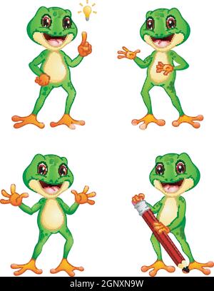 Vektor-Illustration von Frosch Cartoon-Set Stock Vektor