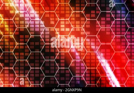 Abstrakter Hintergrund mit geometrischen Formen und einem Gitter Stockfoto