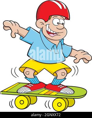 Cartoon-Illustration eines Jungen Skateboarding. Stock Vektor