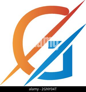 G Letter Slash Logo, Concept Letter G + Icon Slash Illustration Stock Vektor