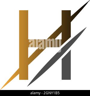 H Letter Slash Logo, Concept Letter H + Icon Slash Illustration Stock Vektor
