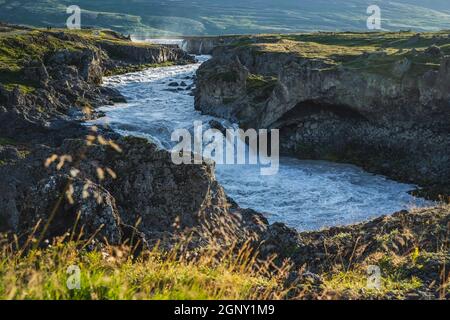 Geitafoss Wasserfall in der Nähe von Godafoss Wasserfall in Island Stockfoto