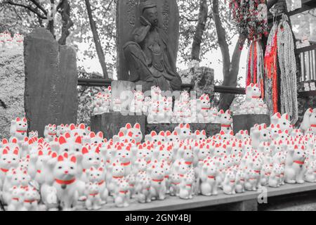 Eine Menge winkende Katze (Gotokuji). Drehort: Metropolregion Tokio Stockfoto