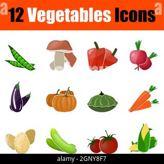 Gemüse Symbol Gesetzt Stock Vektor