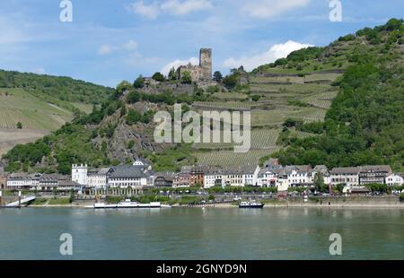 Schloss Gutenfels an der Rheinschlucht bei Kaub in Rheinland-Pfalz Stockfoto