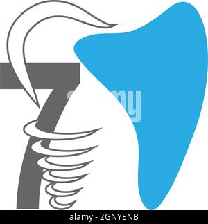 Nummer 7 Logo-Symbol mit dentaler Design-Illustration Stock Vektor