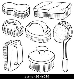 vektor-Set mit Reinigungsbürste Stock Vektor