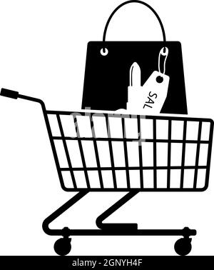 Warenkorb Mit Beutel Mit Kosmetik-Symbol Stock Vektor