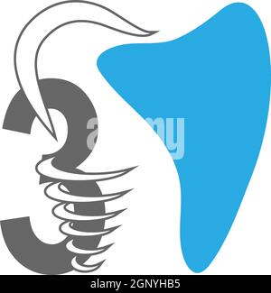 Nummer 3 Logo-Symbol mit dentaler Design-Illustration Stock Vektor