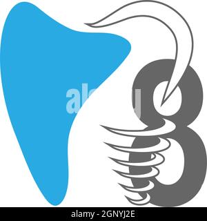 Nummer 8 Logo-Symbol mit dentaler Design-Illustration Stock Vektor