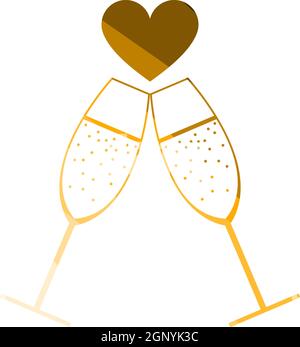 Sektglas Mit Herz-Ikone Stock Vektor