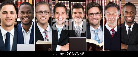 Legal Advisor Oder Attorney Lawyer Collage Eingestellt Stockfoto