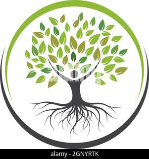 Vorlage für das Logo des People Tree-Symbols Stock Vektor