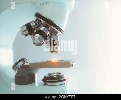 Optisches Elektronenmikroskop. Laborinstrument, Wissenschaftskonzept und mikroskopische Forschung. Stockfoto