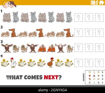 Pädagogische Muster-Spiel für Kinder mit Cartoon-Tiere Stock Vektor