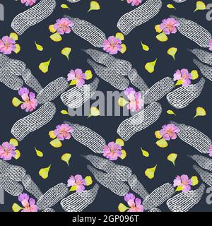 Zarte romantische nahtlose Aquarell Blumenmuster mit handgezeichneten Feld wilden Blumen auf weißem Hintergrund. Stockfoto