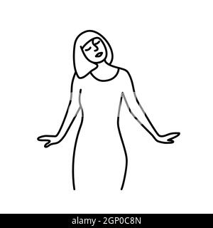 Minimalismus Handgezeichnetes weibliches Vektorportrait im modernen abstrakten einzeiligen Grafikstil. Dekordruck, Wandkunst, kreatives Design für Social Media. Trendige Vorlage mit Porträt Frau Gesicht Stock Vektor