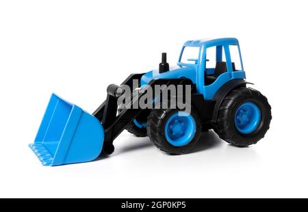 Kunststoff Spielzeug Traktor isoliert auf weißem Hintergrund Stockfoto