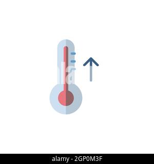 Thermometer. Anstiegstemperatur. Flaches Symbol. Isolierte Wettervektordarstellung Stock Vektor