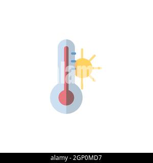 Thermometer. Sommertemperatur. Flaches Symbol. Isolierte Wettervektordarstellung Stock Vektor