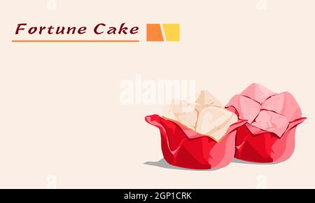 Ein gedämpfter Kuchen oder fa gao oder Glückskuchen auf hellem Hintergrund mit Text. Asiatische Lebensmittel Hand Zeichnung Vektor-Illustration. Stock Vektor