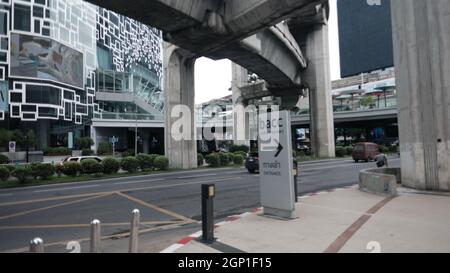 BTS Plaza Kreuzung in der Nähe des Bangkok Art and Cultural Centre und MBK aka Mahboonkrong Siam Square Rama I Road, Bangkok Thailand Stockfoto