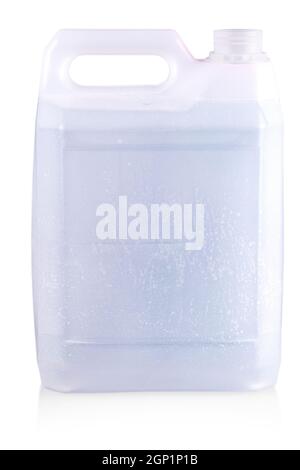 Geöffneter weißer Kunststoffbehälter mit Isoaled auf weißem Hintergrund Stockfoto