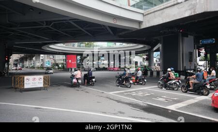 BTS Plaza Kreuzung in der Nähe des Bangkok Art and Cultural Centre und MBK aka Mahboonkrong Siam Square Rama I Road, Bangkok Thailand Stockfoto