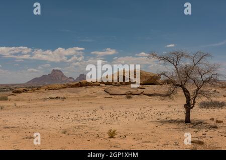 Panoramafoto der Spitzkoppe im Erongo-Gebirge, Namibia Stockfoto