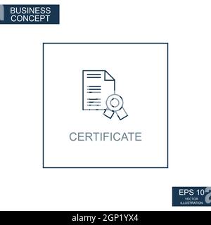 Geschäftskonzept, Web-Symbol aus dünnen Linien. Support-Zertifikat – Vektorgrafik Stockfoto
