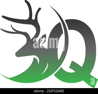 Buchstabe Q Symbol-Logo mit Reh Illustration Design Stock Vektor