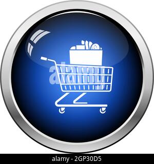 Einkaufswagen Mit Symbol Für „Beutel Mit Lebensmitteln“ Stock Vektor