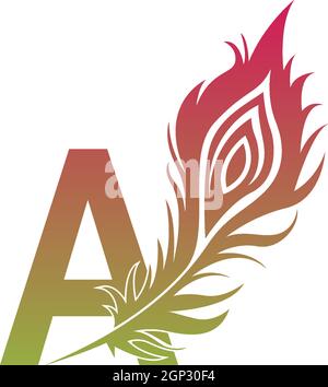 Buchstabe A mit Feder-Logo-Symbol-Design-Vektor Stock Vektor