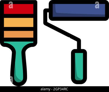 Symbol Für Lackbürsten Im Bauwesen Stock Vektor