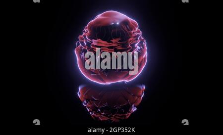Leuchtende Blase in der Dunkelheit 4K UHD 3d-Illustration Stockfoto