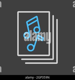 Musikbuch mit Vektor-Symbol für Musiknoten auf dunklem Hintergrund Stock Vektor