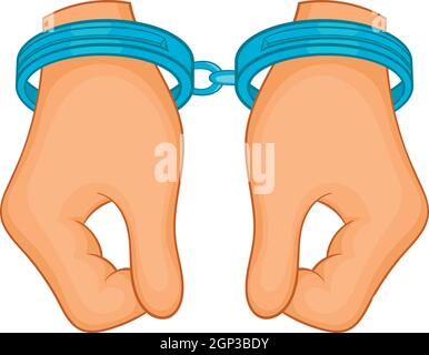 Hände in Handschellen Symbol, Cartoon-Stil Stock Vektor