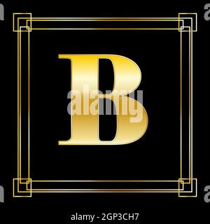 Buchstabe B Logo Design mit quadratischen Ornament Stock Vektor