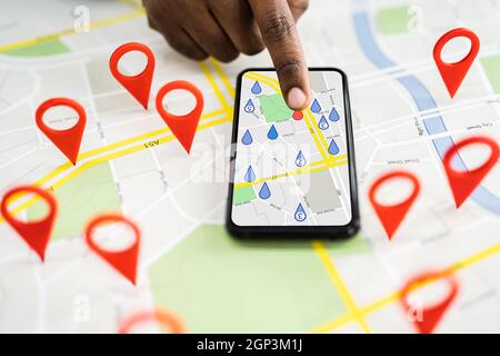 Lokale City Map Locator Pin Marker Suche Stockfoto