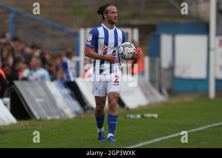 HARTLEPOOL, GROSSBRITANNIEN. 25. SEPTEMBER Jamie Sterry von Hartlepool United während des Sky Bet League 2-Spiels zwischen Hartlepool United und Exeter City am Samstag, den 25. September 2021 im Victoria Park, Hartlepool. (Kredit: Mark Fletcher | MI News) Kredit: MI Nachrichten & Sport /Alamy Live News Stockfoto