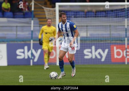 HARTLEPOOL, GROSSBRITANNIEN. 25. SEPTEMBER Hartlepool United's Neill Byrne beim Sky Bet League 2-Spiel zwischen Hartlepool United und Exeter City am Samstag, 25. September 2021, im Victoria Park, Hartlepool. (Kredit: Mark Fletcher | MI News) Kredit: MI Nachrichten & Sport /Alamy Live News Stockfoto