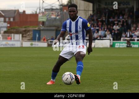 HARTLEPOOL, GROSSBRITANNIEN. 25. SEPTEMBER: Zaine Francis-Angol von Hartlepool United während des Sky Bet League 2-Spiels zwischen Hartlepool United und Exeter City am Samstag, den 25. September 2021, im Victoria Park, Hartlepool. (Kredit: Mark Fletcher | MI News) Kredit: MI Nachrichten & Sport /Alamy Live News Stockfoto